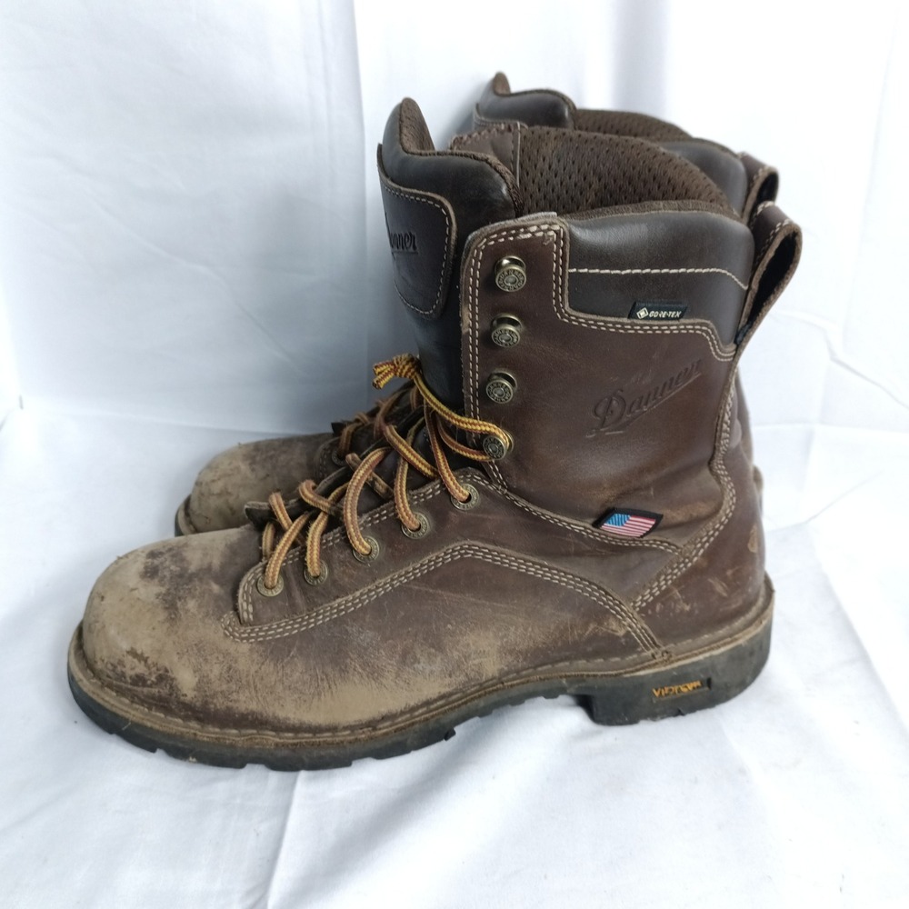 Danner Quarry USA 8in Brown Alloy Toe Work Boots 17307 Mens 10 D Gore-Tex   s4